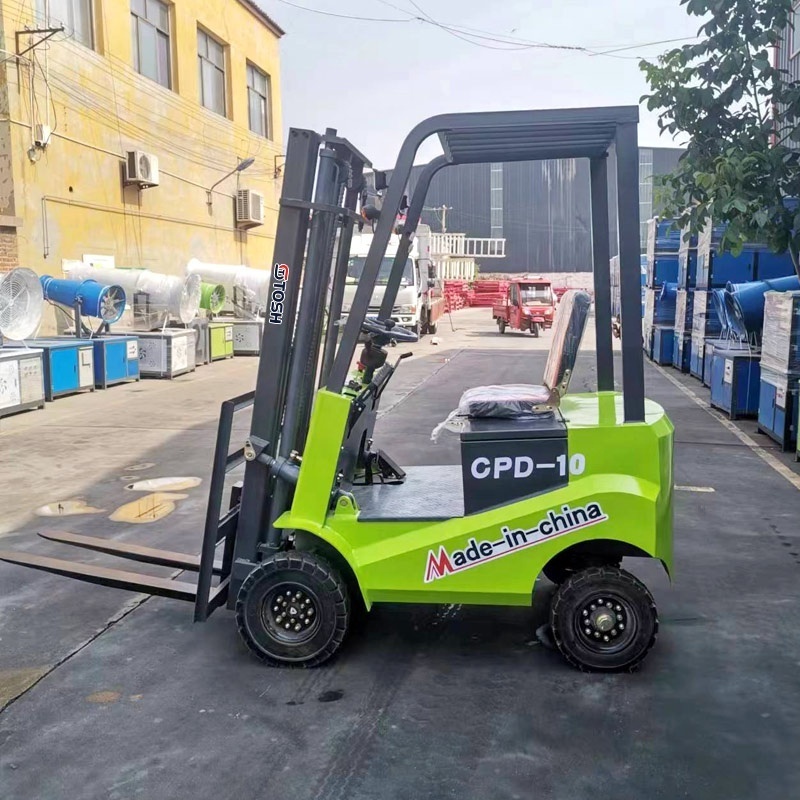 TOSH Self Loading Forklifts 1Ton Electric Forklift with Four Big Tires CE Certified Electric Forklift