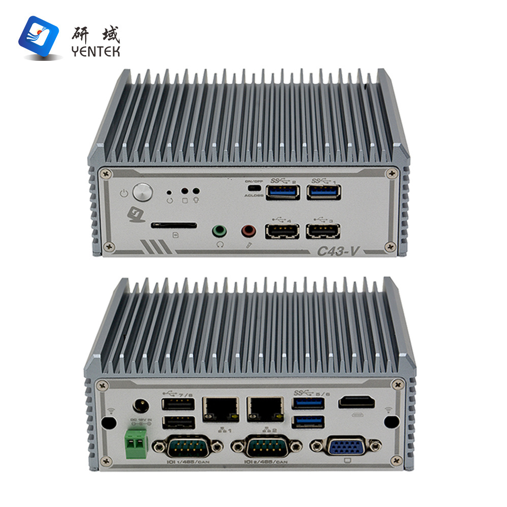 Intel J4125 i5 i7 industrial computer 2 LAN RS232 485 Dual display Win10 Linux Ubuntu Fanless Embedded Industrial Mini PC