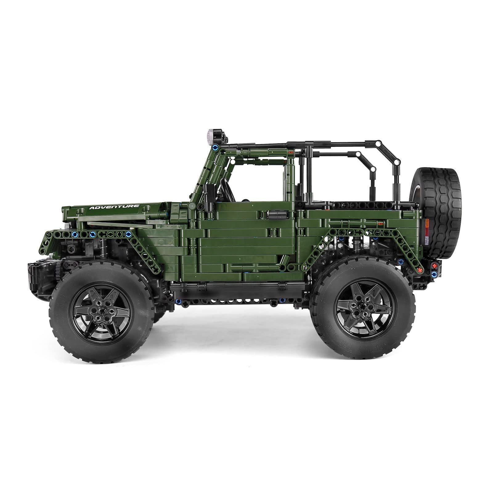 MOULD KING 13124 RC Jeeps Wrangler Adventure Off-Road SUV Off Road Car Model Army Green Vehicle Rubicon RC Building Blocks