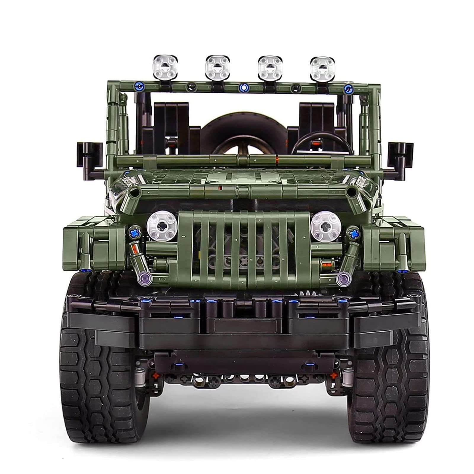 MOULD KING 13124 RC Jeeps Wrangler Adventure Off-Road SUV Off Road Car Model Army Green Vehicle Rubicon RC Building Blocks