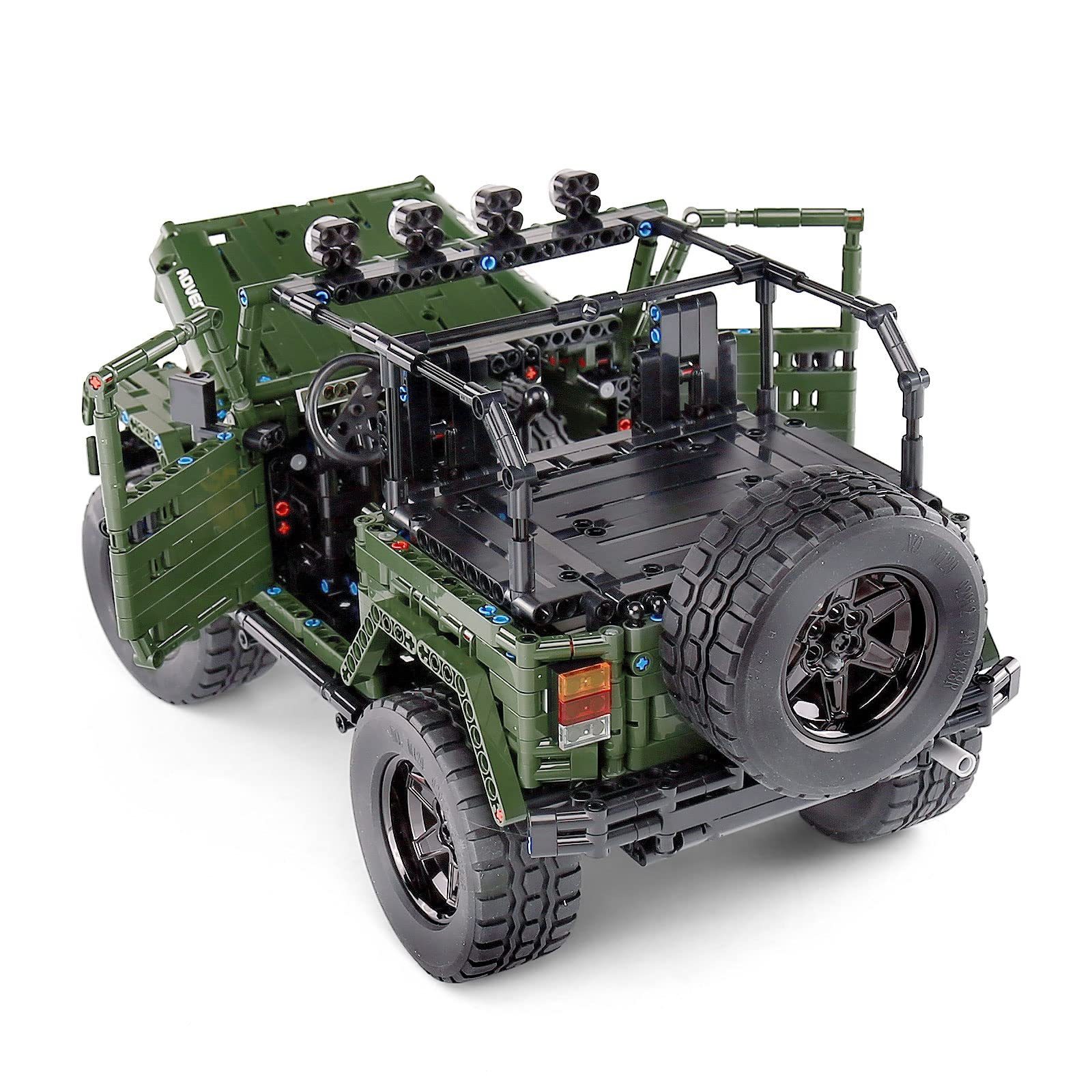 MOULD KING 13124 RC Jeeps Wrangler Adventure Off-Road SUV Off Road Car Model Army Green Vehicle Rubicon RC Building Blocks