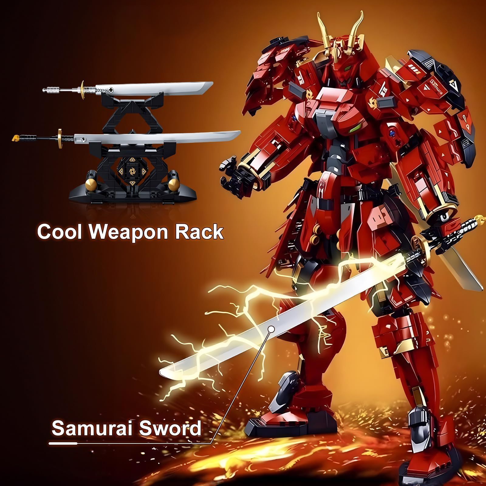 Sluban DIY Toy B1183 Double Swords Robot Building Block Set Samurai Mech Warrior Model Bricks Kit CreativeGift for Adults Kids