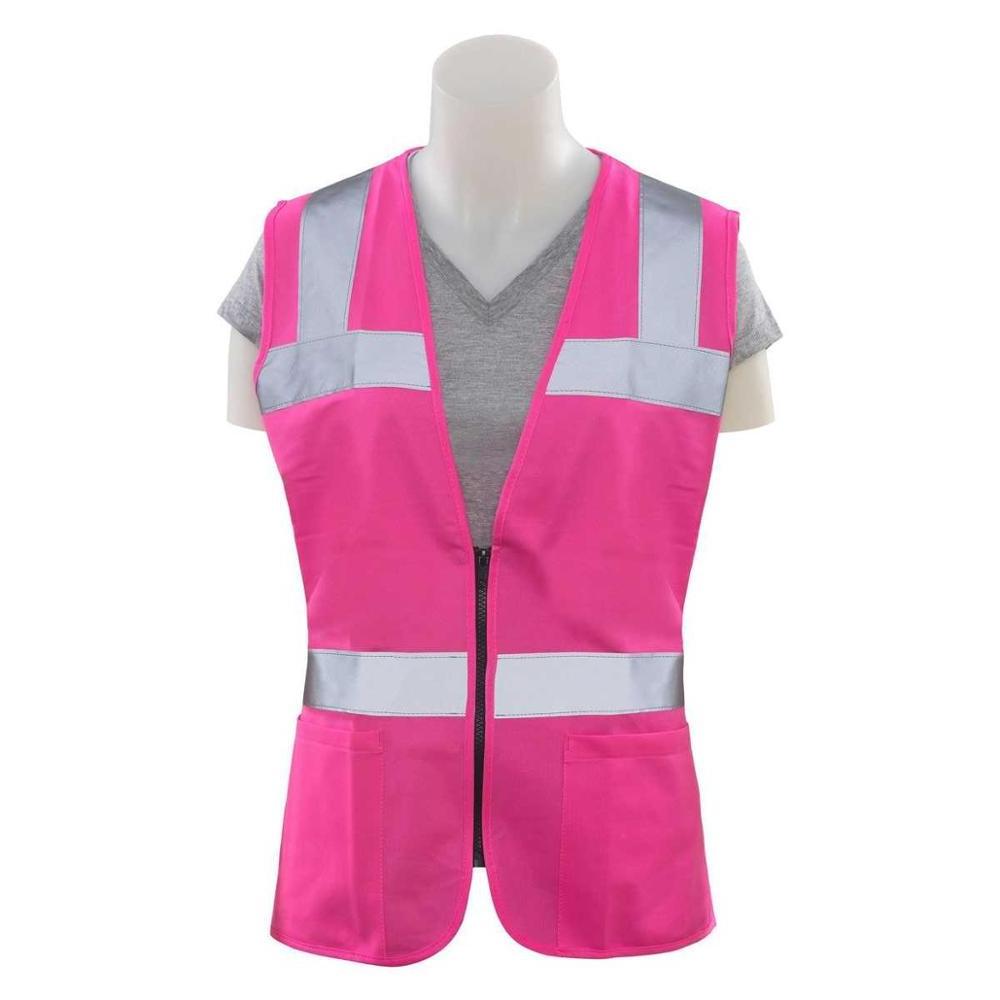 High visibility light reflective pink night safety running vest with custom logo and design