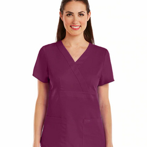 V-Neck Scrubs Hospital Uniforms Hot Selling Stylish Burgundy Navy Blue Medical Scrub Nursing Polyester Stretchy Hospital Uniform