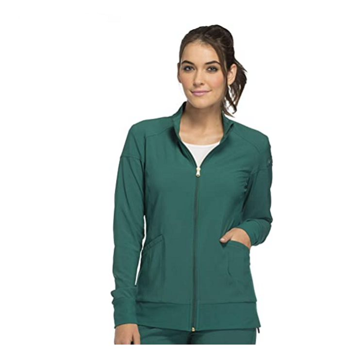 Hospital Scrub Jacket Polyester Cotton Women's Medical Scrubs Top Women classic fit round neck Snap-front warm-up scrubs Jacket