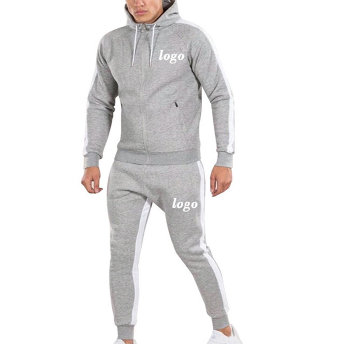 Wholesale Custom Logo Mens Sweat Suit with Hoodie Slim Fit Jogging Track Suits Tracksuits For Mens Material Polyester / Cotton