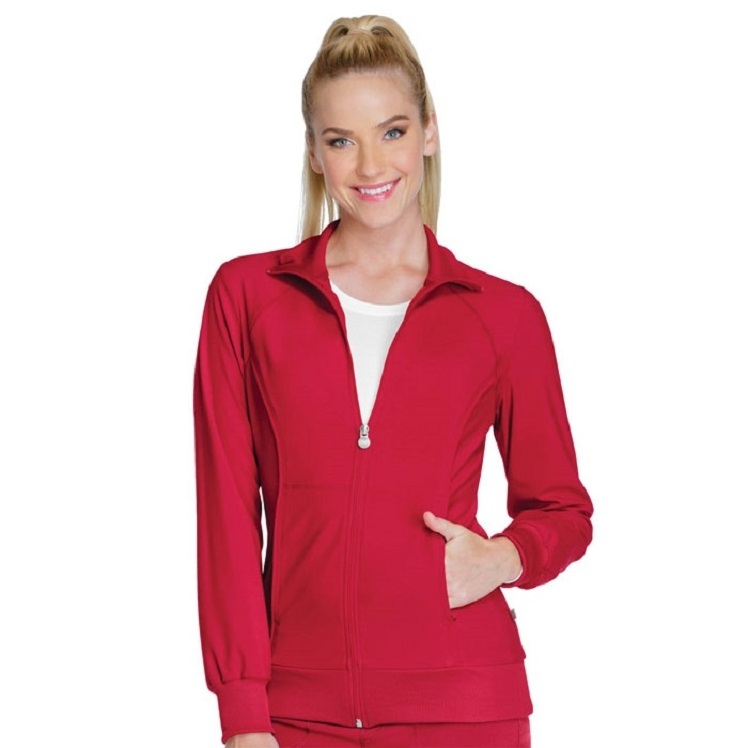 Hospital Scrub Jacket Polyester Cotton Women's Medical Scrubs Top Women classic fit round neck Snap-front warm-up scrubs Jacket