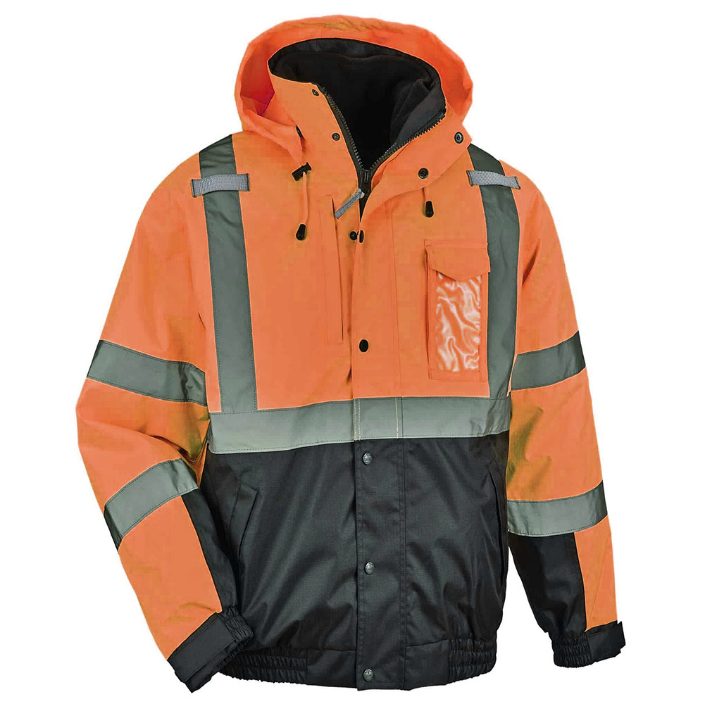 High Visible Clothing Yellow Orange Traffic Construction Safety Reflective Vest With Logo Custom Logo Reflective Work Jacket