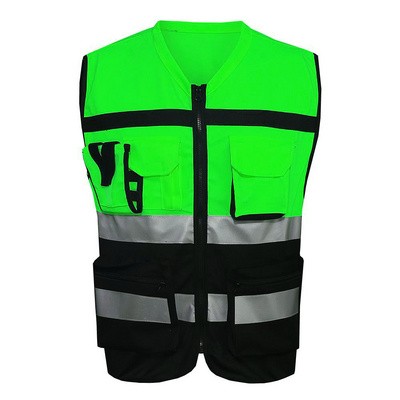 Security Reflective Safety Vest With Multi Pocket high visibility surveyor safety vest