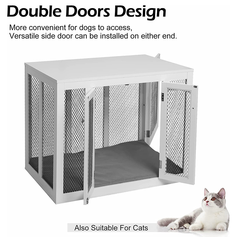 Double Door Design Mesh Wire Pet House Indoor Use Big Dog Crate with Cushion