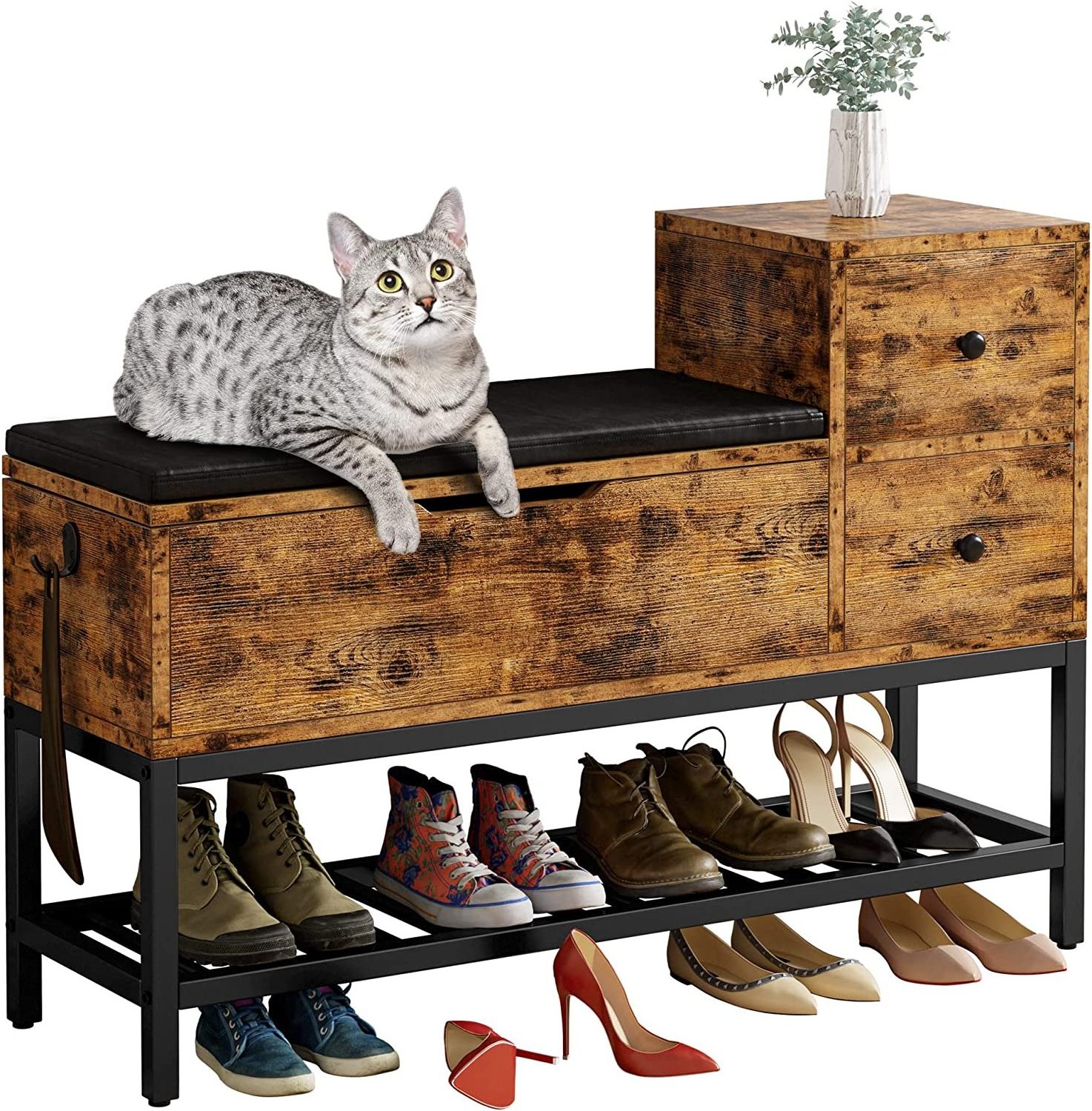 Shoe Storage Entryway Bench with Flip Top Box