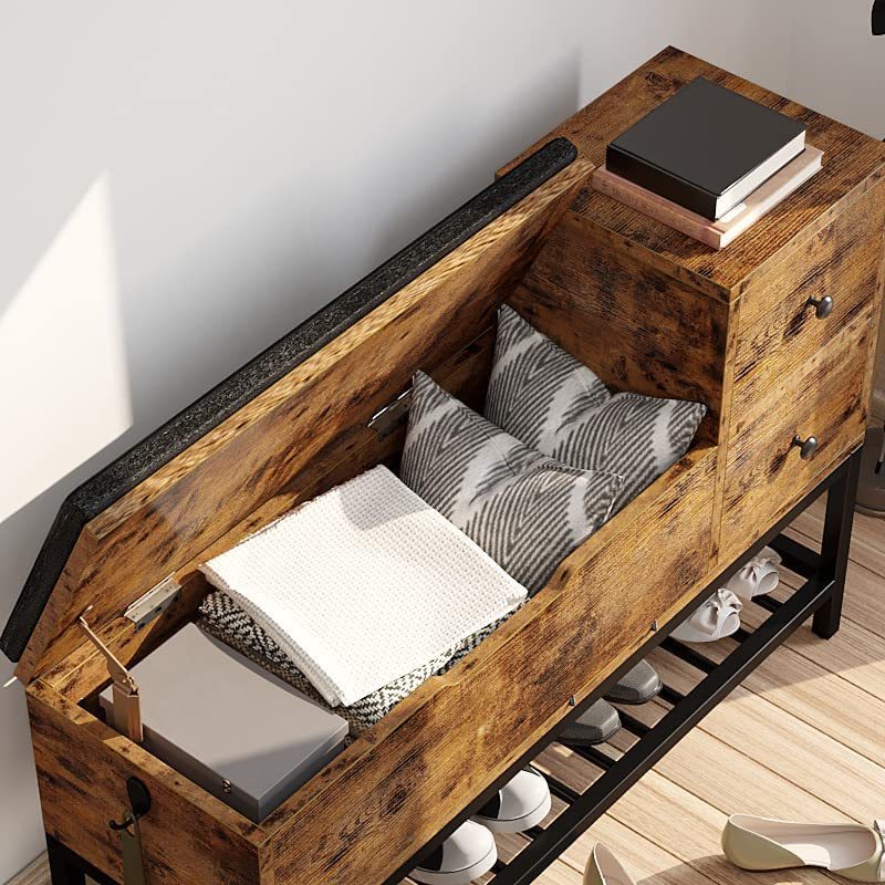 Shoe Storage Entryway Bench with Flip Top Box