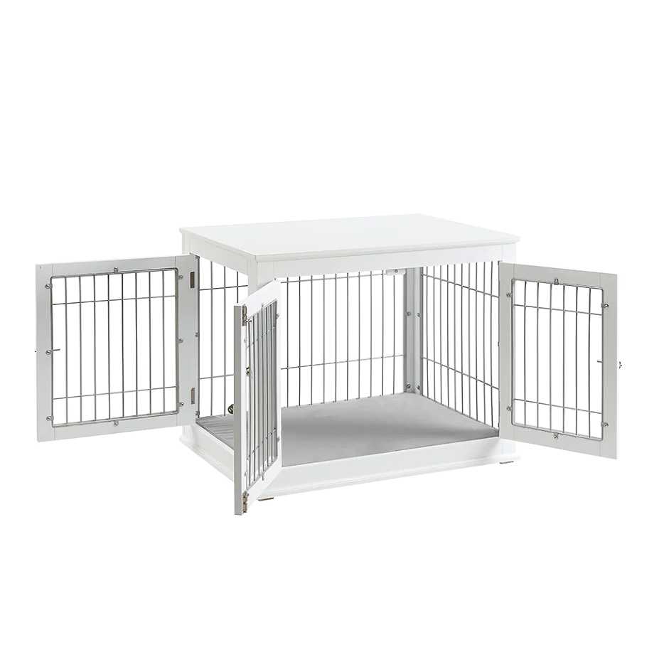 Medium Dog House Wooden Wire Pet Kennels End Table Furniture Style Dog Crate with Cushion