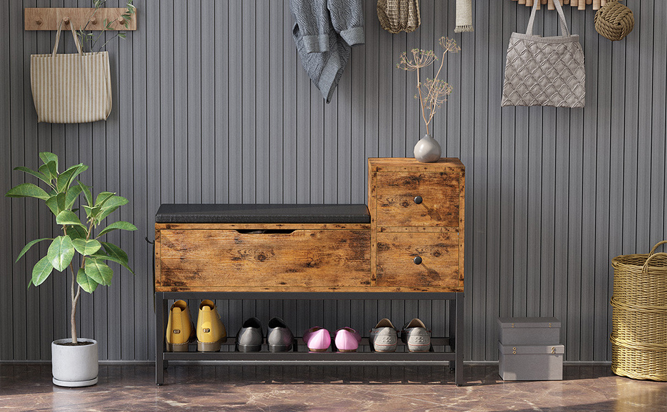 Shoe Storage Entryway Bench with Flip Top Box