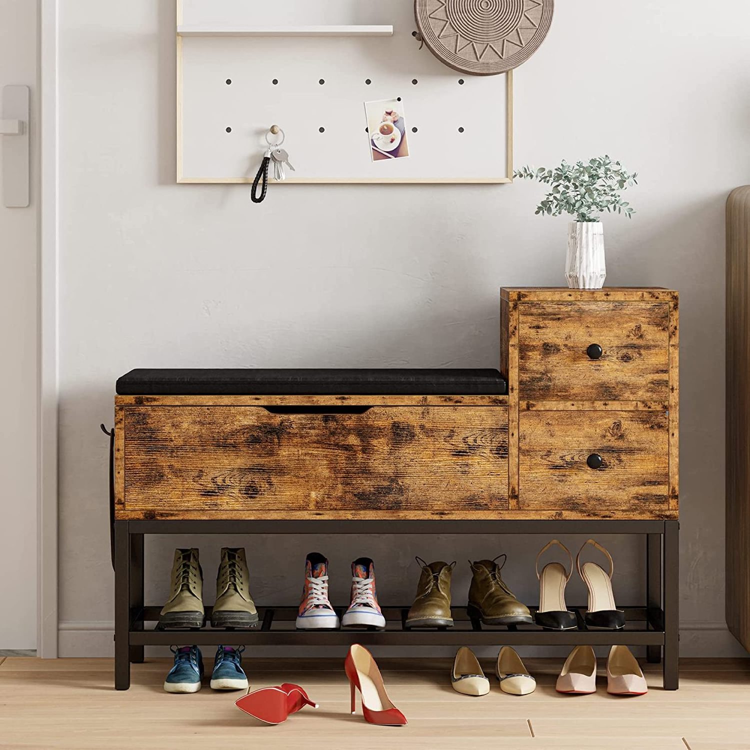 Shoe Storage Entryway Bench with Flip Top Box