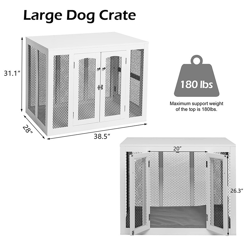 Double Door Design Mesh Wire Pet House Indoor Use Big Dog Crate with Cushion