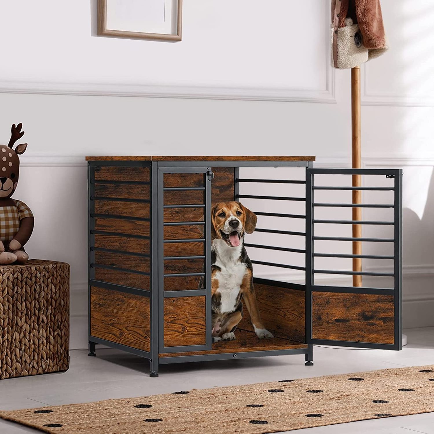 23 Inch Durable Luxury Indoor Comfortable Side Table Puppy Kennel Pet Cage Wooden Small Dog Crate