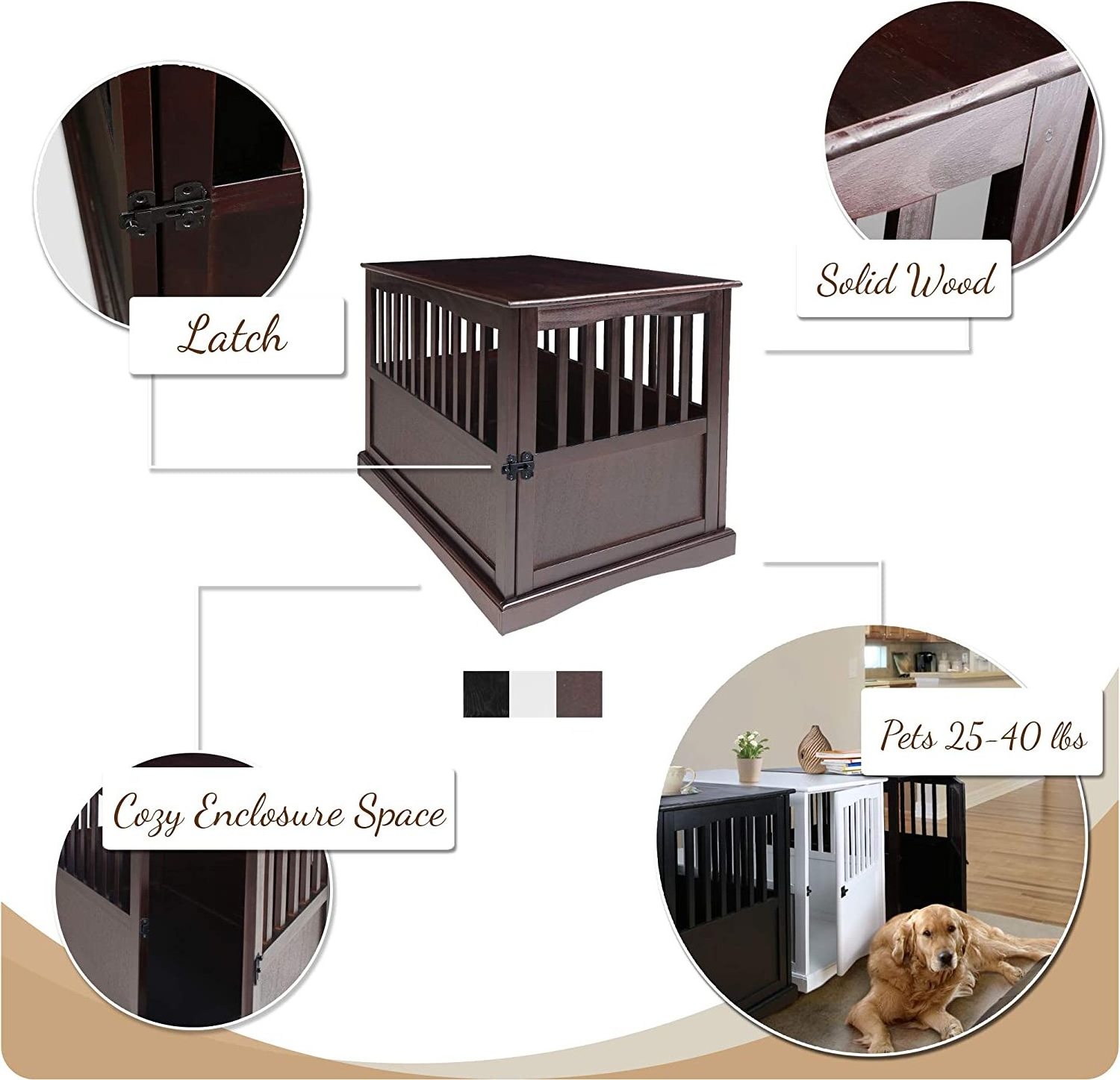 Easy To Transport Mesa final de jaula para perros Dog Furniture End Table Wooden Pet Crate