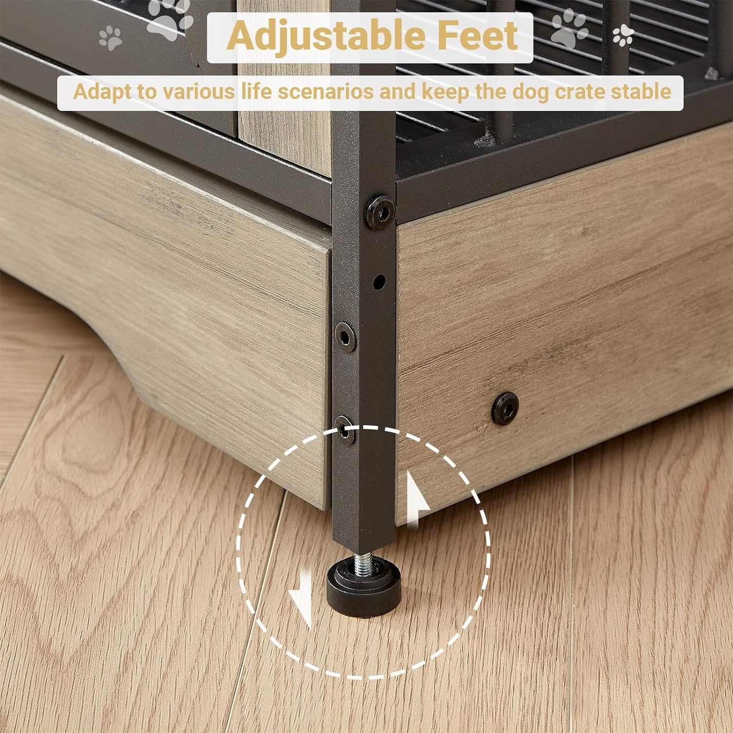 75 inch Heavy Duty End Table Wood Double Dog Crate Furniture for 2 Large Dogs