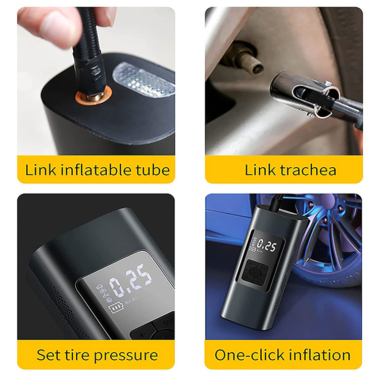 6000mAh Mini Inflated device with pressure gauge digital tire inflator for car motor launch air bed tire inflators