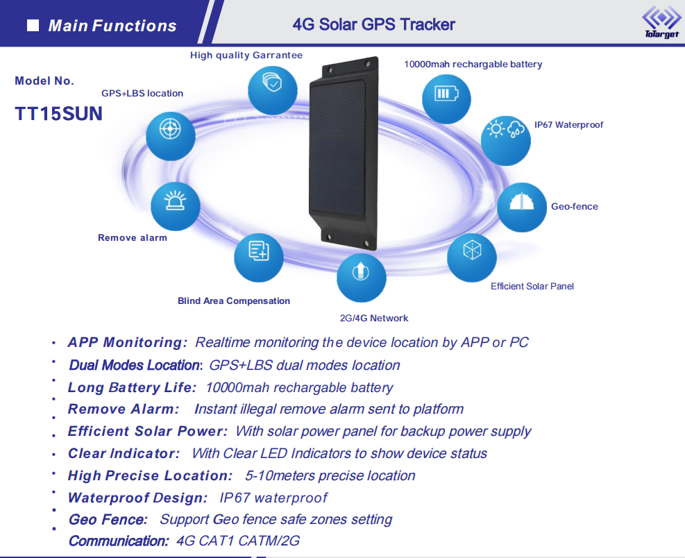 IP67 Waterproof solar panel power supply long standby stable performance  asset tracking wagon cargo container gps tracker