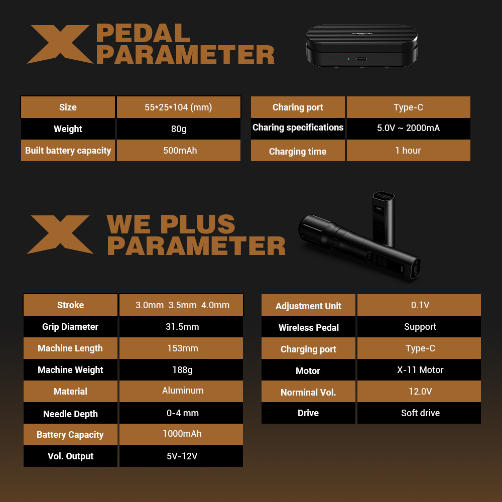 Wholesale Tattoo Machine Gun CNC X WE Wireless Tattoo Machine Rotarty Pen Style Supply 2000mAh Power Battery