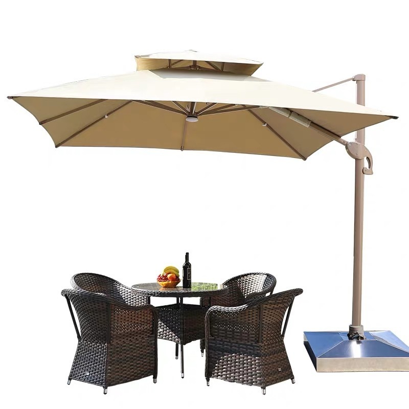 High Quality Garden Sunshade Cantilever Led Umbrella Outdoor Solar LED Lighting Parasol Patio Umbrellas