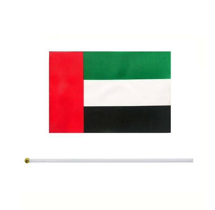 Cheap Mini Hand Flags Country UAE Hand Waving Held Flag United Arab Emirates UAE Stick Flag With Plastic Pole