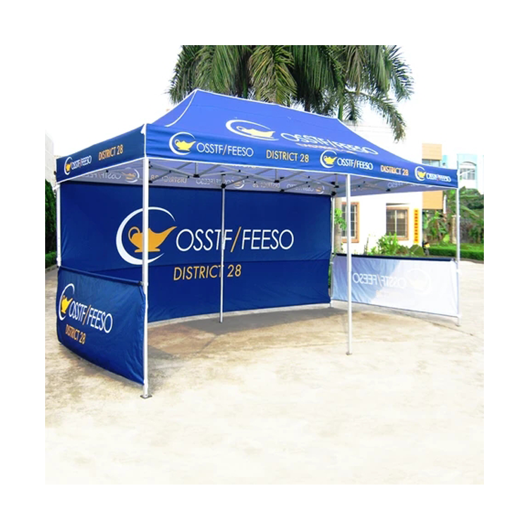 10x10 FT Custom Pop Up Canopy Tent With Back Wall & 2 Sides Half Wall