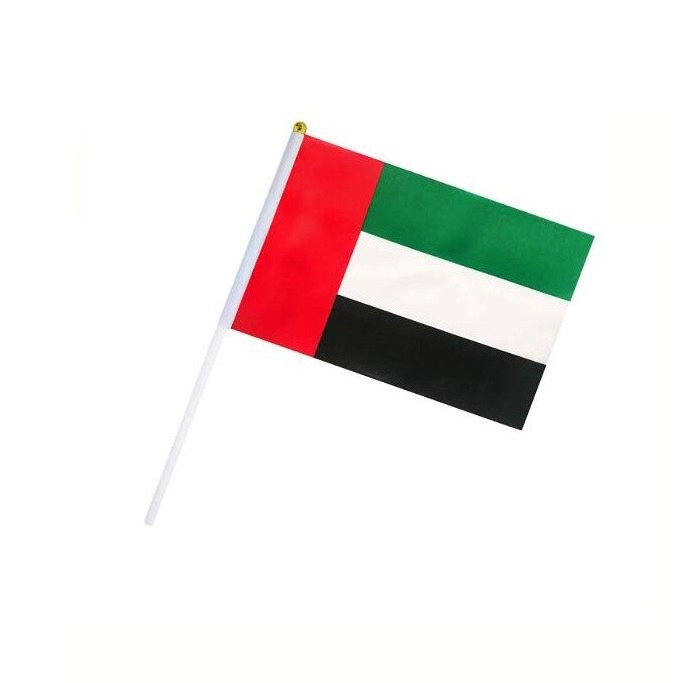 Cheap Mini Hand Flags Country UAE Hand Waving Held Flag United Arab Emirates UAE Stick Flag With Plastic Pole