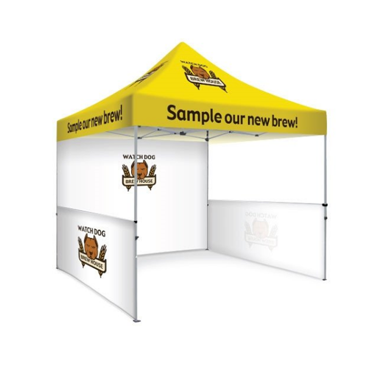 10x10 FT Custom Pop Up Canopy Tent With Back Wall & 2 Sides Half Wall