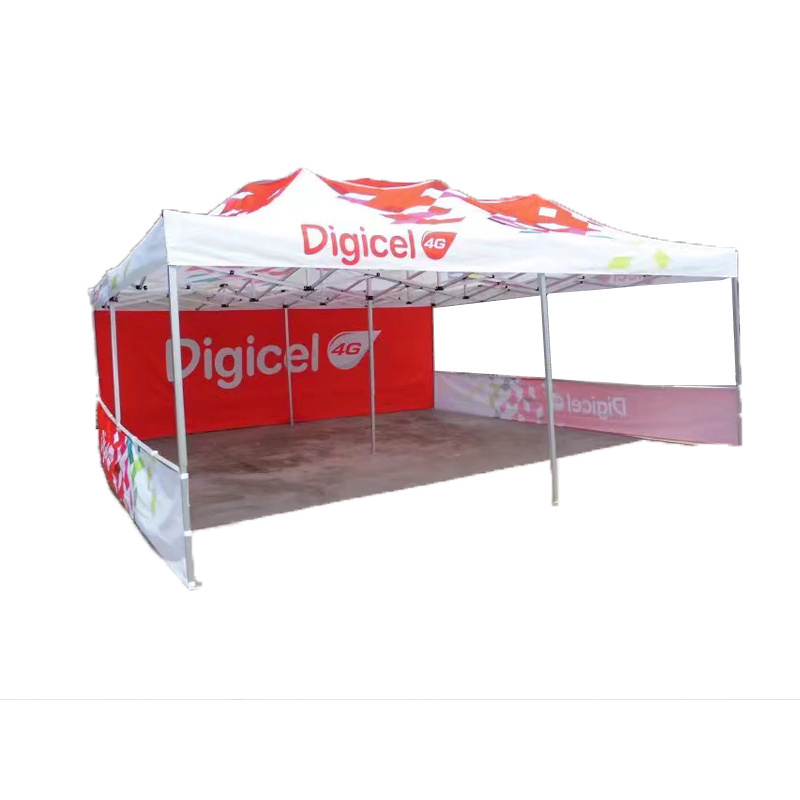 10x10 FT Custom Pop Up Canopy Tent With Back Wall & 2 Sides Half Wall