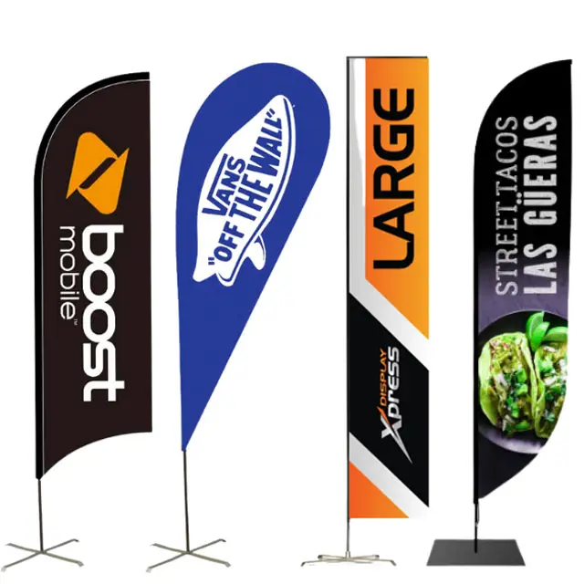 Custom Logo Design Advertising rectangle banner beach square flag tear drop banners beach flag stand