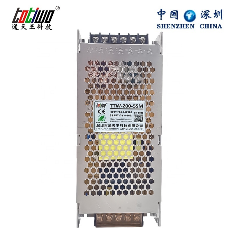 Thin Slim DC 5V 40Amp 200W Switching SMPS 300W 60A 5V Transformer LED Screen Power Supply