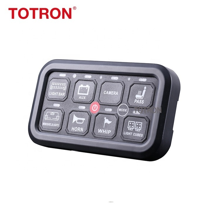 Marine Boat 12V 24V Off road UTV ATV RGB Blacklight Bluetooth Car Switch Panel Switch Panels 8 Gang Switch Panel