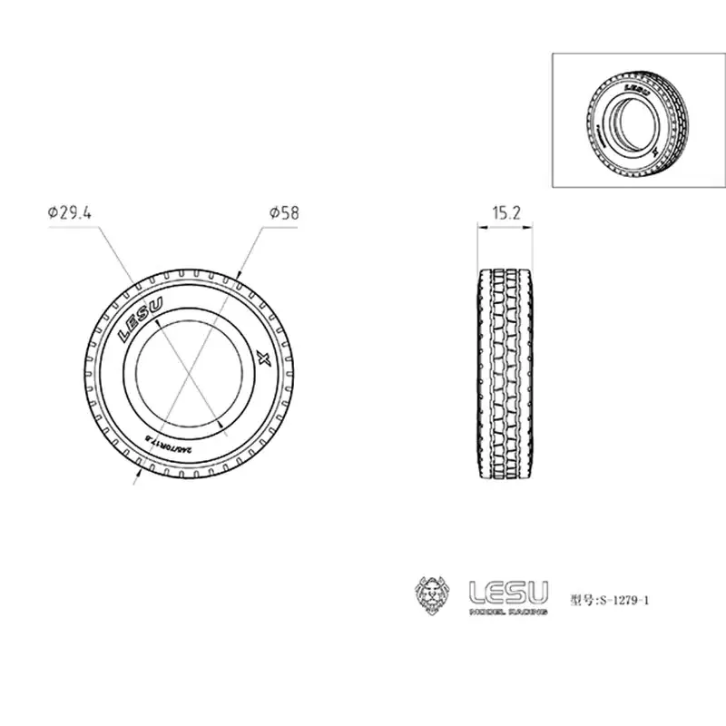 Wheel Tires for 1/14 RC LESU A0020 A0005 Hydraulic Trailer Model Tamiyaya Tractor Truck Remote Control Toys Cars Th16940-ali6