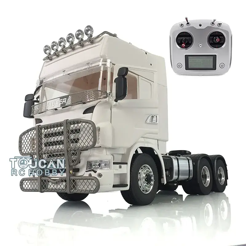 1/14 RC LESU 6*6 Tractor Truck Metal Chassis Construction Vehicle Cabin Radio Control Servo Motor Mud Guard Lights KIT THZH0966