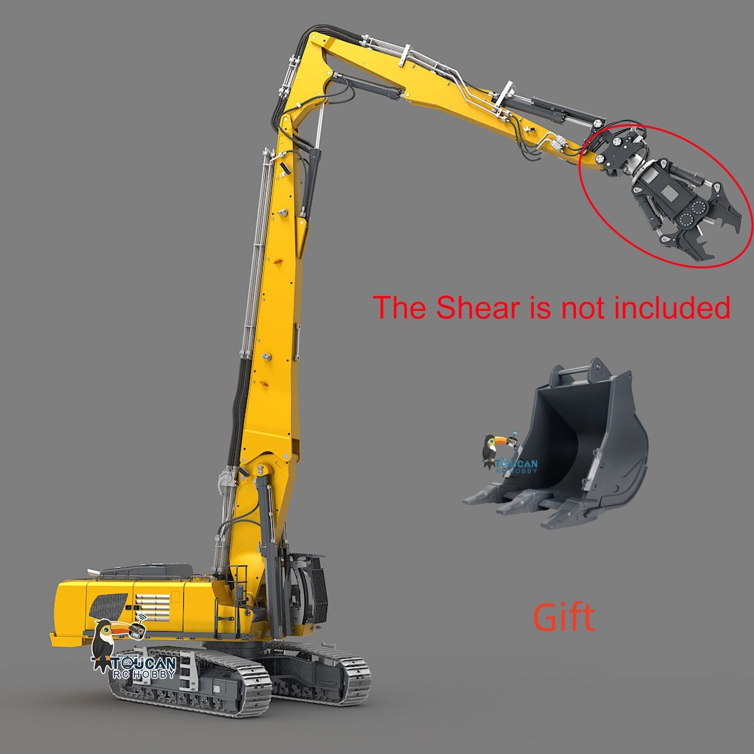 1/14 Hydraulic RC Excavators K970-300 Demolition Machine With Replaceable 2-arm Light Sound Radio Control TOUCAN Digger Toys