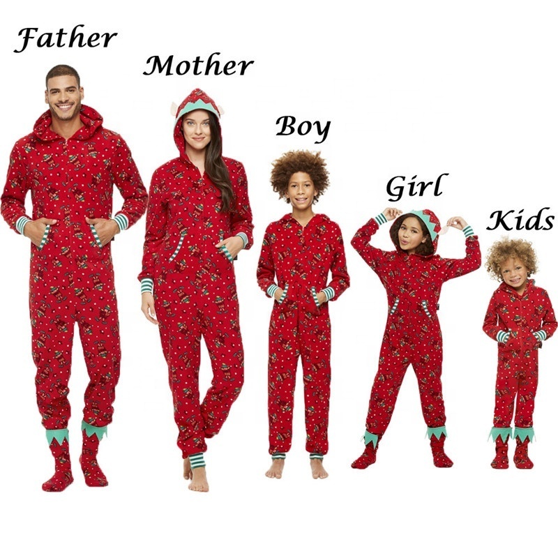 Women Men Jumpsuit Adult Christmas Pajamas Onesie Family Matching Pajama Onesie