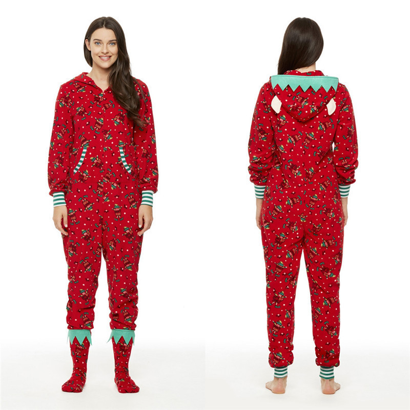 Women Men Jumpsuit Adult Christmas Pajamas Onesie Family Matching Pajama Onesie