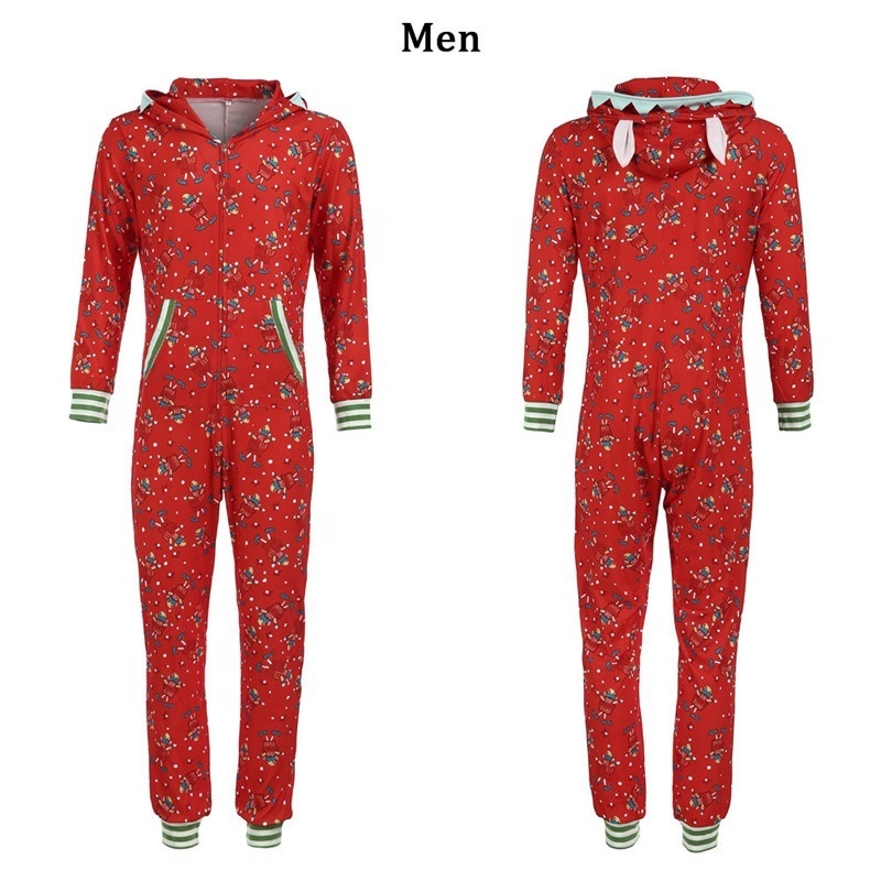 Women Men Jumpsuit Adult Christmas Pajamas Onesie Family Matching Pajama Onesie