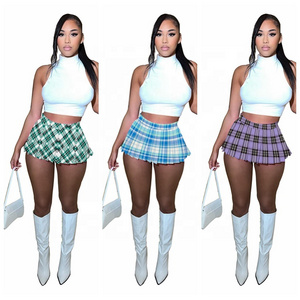 Channel 10 Colors Sexy High Waist Women School Girl Short Plaid Pleated A Line Uniform Mini Skirt