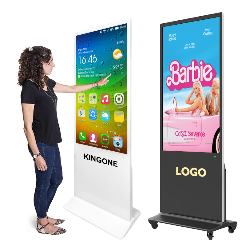 KINGONE Indoor Floor Standing 4K Vertical LCD Monitor Touch Screen Advertising Display Interactive Totem Digital Signage Screen