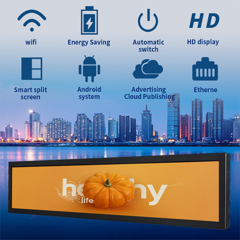 High Brightness Monitor 37 43 48 Inch Ultra Wide stretched Lcd Bar Shelf Edge Display