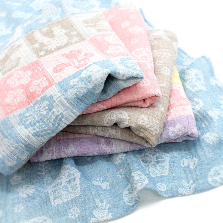 [Wholesale Products] Made in Japan Double-Layered Gauze Swaddle Clothes Baby Blanket 100% Cotton Breathable Low MOQ Hedgehog