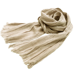 [Wholesale Products] Osaka Japan UV Protect Cotton Scarf 100% Cotton 22cm*178cm Cotton Scarves Breathable Low MOQ Dark Beige