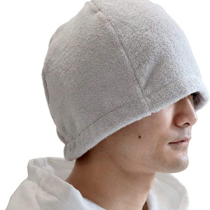 [OEM Customized Products] Sauna Hat Made in Japan 100% Cotton Durable Well Absorption Machine Washable Unisex Light Grey