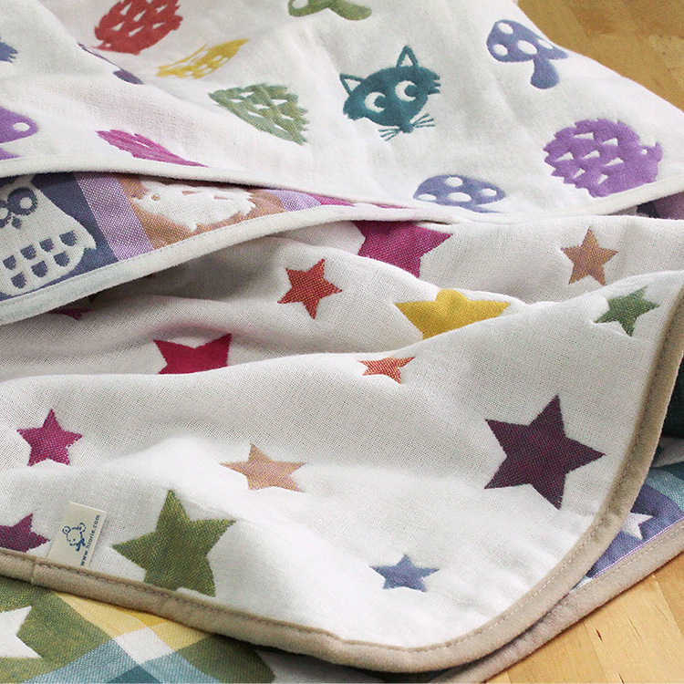 [Wholesale Products] Made in Japan 6-Layered Gauze Baby Swaddle 49cm*40cm 100% Cotton Breathable Low MOQ Soft Touch Star