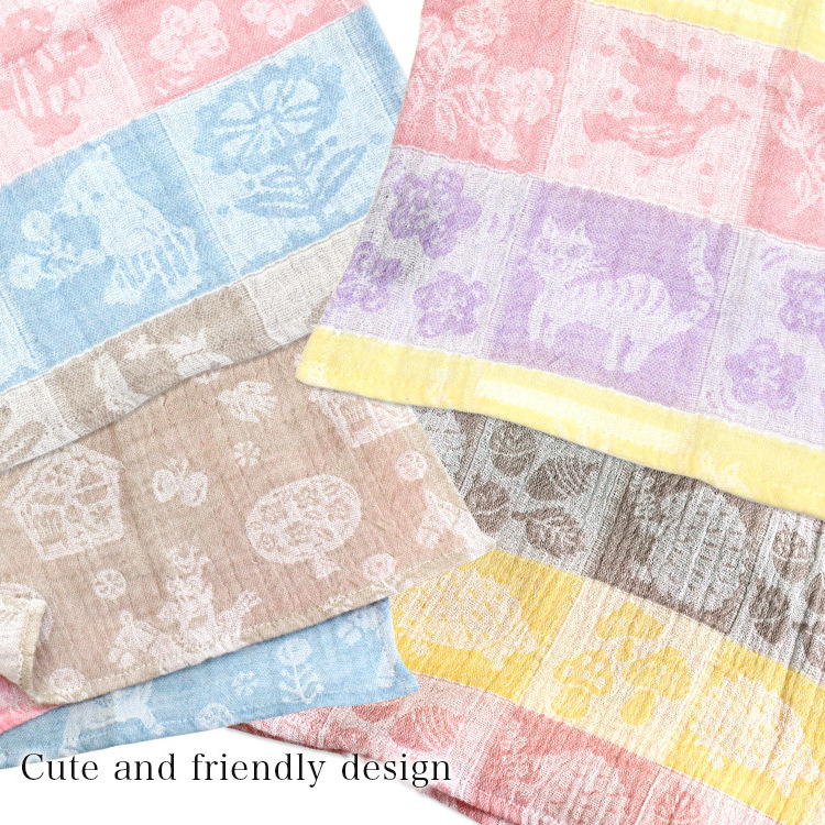 [Wholesale Products] Made in Japan Double-Layered Gauze Swaddle Clothes Baby Blanket 100% Cotton Breathable Low MOQ Horse Beige