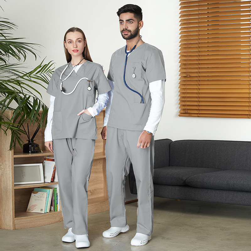 Unisex Custom Women Nursing Suit Doctor Beautician Hospital Stretchy Nurse Medical Scrubs jumpsuit Uniform Set